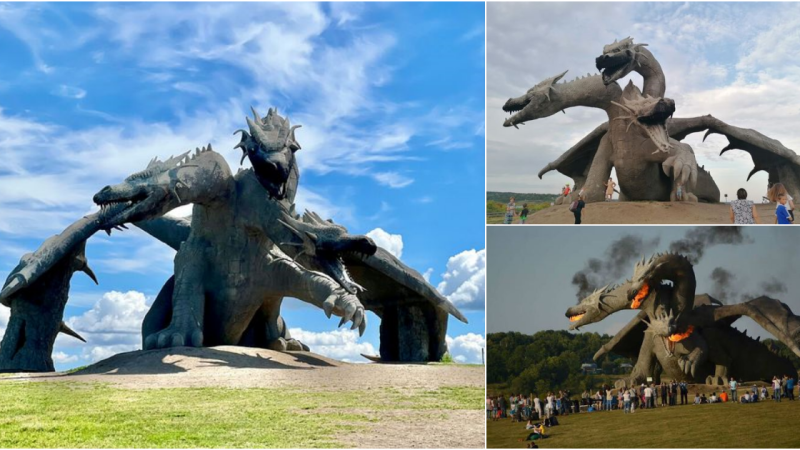 Zmei Gorynych: Unveiling the Enormous Dragon Sculpture in Kamenskaya Village