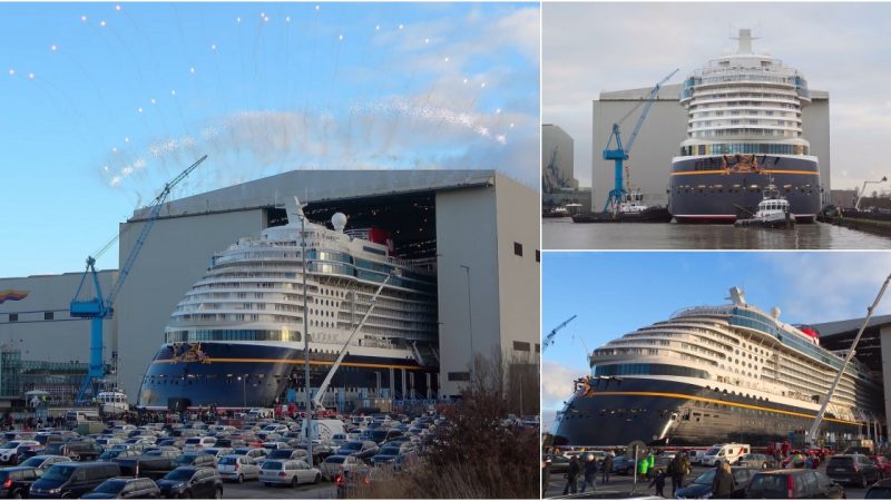Spectacular Debut: Disney Wish Cruise Ship Sets Sail on Inaugural Journey from Meyer Werft Shipyard