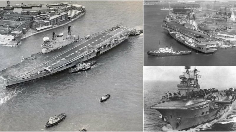 End of an Era: HMS Eagle’s Final Voyage from Portsmouth Harbour in August 1972